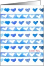 Love You Happy Valentine’s Day Blue Watercolor Hearts card