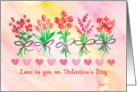 Love To You On Valentine’s Day Flower Bouquet Hearts Watercolor card