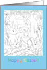 Happy Easter Rabbits Chickadee Birds Nature Coloring Book card