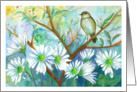 Happy Mother’s Day Bird in Tree Daisy Flowers Watercolor Painting card