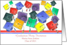 Graduation Party Invitation Caps School Colors Stripes Custom Name card