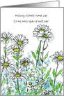 Happy Name Day Mom White Daisy Flower Drawing Custom card