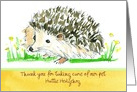 Pet Sitter Thank You Hedgehog Animal Drawing Custom card