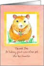 Pet Sitter Thank You Hamster Animal Drawing Custom card