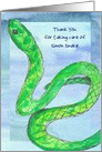 Pet Sitter Thank You Snake Reptile Drawing Custom card