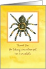 Pet Sitter Thank You Tarantula Spider Custom card