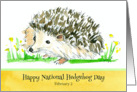 Happy National Hedgehog Day February 2 Animal Watercolor card