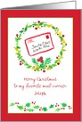 Merry Christmas Postal Mail Carrier Holly Custom Name card