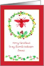 Merry Christmas Beekeeper Honey Bee Holly Custom Name card