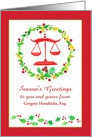 Merry Christmas From Attorney Red Scales Holly Custom Name card