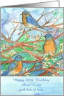 Happy 100th Birthday Bluebirds Watercolor Custom Name card