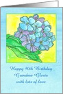 Happy 90th Birthday Blue Hydrangea Flower Custom Name card