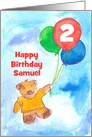 Happy Birthday Brown Teddy Bear Balloons Custom card