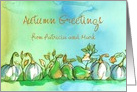 Autumn Greetings Ghost Pumpkins Pears Watercolor Custom card