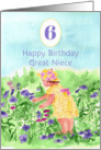 Happy 6th Birthday Great Niece Little Garden Girl Watercolor card