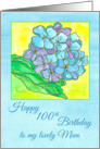 Happy 100th Birthday Mum Hydrangea Flower Watercolor card