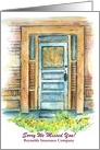 Sorry We Missed You Door Watercolor Illustration card