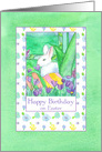 Happy Birthday on Easter White Rabbit Eggs card