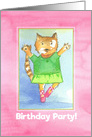 Birthday Party Invitation Kitten Ballet Dancer card