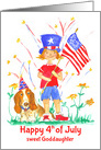 Happy 4th of July Sweet Goddaughter Fireworks Hound Dog card