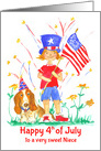 Happy 4th of July Sweet Niece Fireworks Hound Dog card