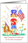 Happy 4th of July Birthday Granddaughter Flag Hound Dog Custom card