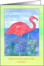 Happy Birthday Flamingo Bird Frog Pond Custom Name card