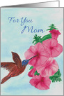 Happy Birthday Mom Hummingbird Pink Petunia card