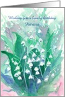 Happy Birthday Lily Of The Valley Watercolor Flowers Custom Name card