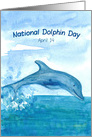 National Dolphin Day April 14 Ocean Watercolor card