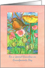 Happy Grandparents Day Grandma Robin Bird Flower Garden card