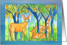 Happy Autumn Deer Forest Autumn Trees Watercolor card