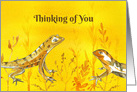 Thinking of You Lizards Yellow Watercolor Illustration card