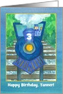 Happy 3rd Birthday Custom Name and Age Blue Steam Train card