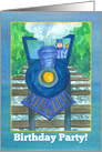 Kids Birthday Party Invitation Blue Steam Train card