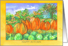 Happy Autumn Pumpkins Gourds Watercolor Painting card