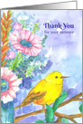 Thank You For Your Patience Yellow Bird Watercolor Flowers card