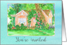 Housewarming Party Open House Invitation Cottage Houses Watercolor card