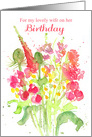 For My Lovely Wife On Her Birthday Flower Bouquet Watercolor card