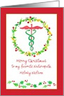 Merry Christmas Naturopathic Physician Caduceus Custom Name card