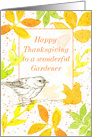 Happy Thanksgiving Gardener Bird Autumn Leaves card