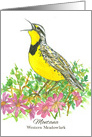 State Bird of Montana Western Meadowlark Bitterroot Watercolor card