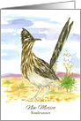 State Bird of New Mexico Roadrunner Yucca Flower Watercolor card