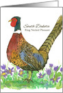 State Bird of South Dakota Prairie Crocus Flower Watercolor card