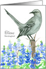 State Bird of Texas Mockingbird Bluebonnet Flowers card