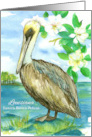 State Bird of Louisiana Brown Pelican Magnolia card