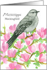 State Bird of Mississippi Mockingbird Magnolia Flower card