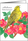 State Bird of Alabama Yellowhammer Camellia Flower card