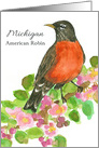 State Bird of Michigan Robin Apple Blossoms card