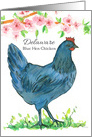 State Bird of Delaware Blue Hen Chicken Peach Blossom card